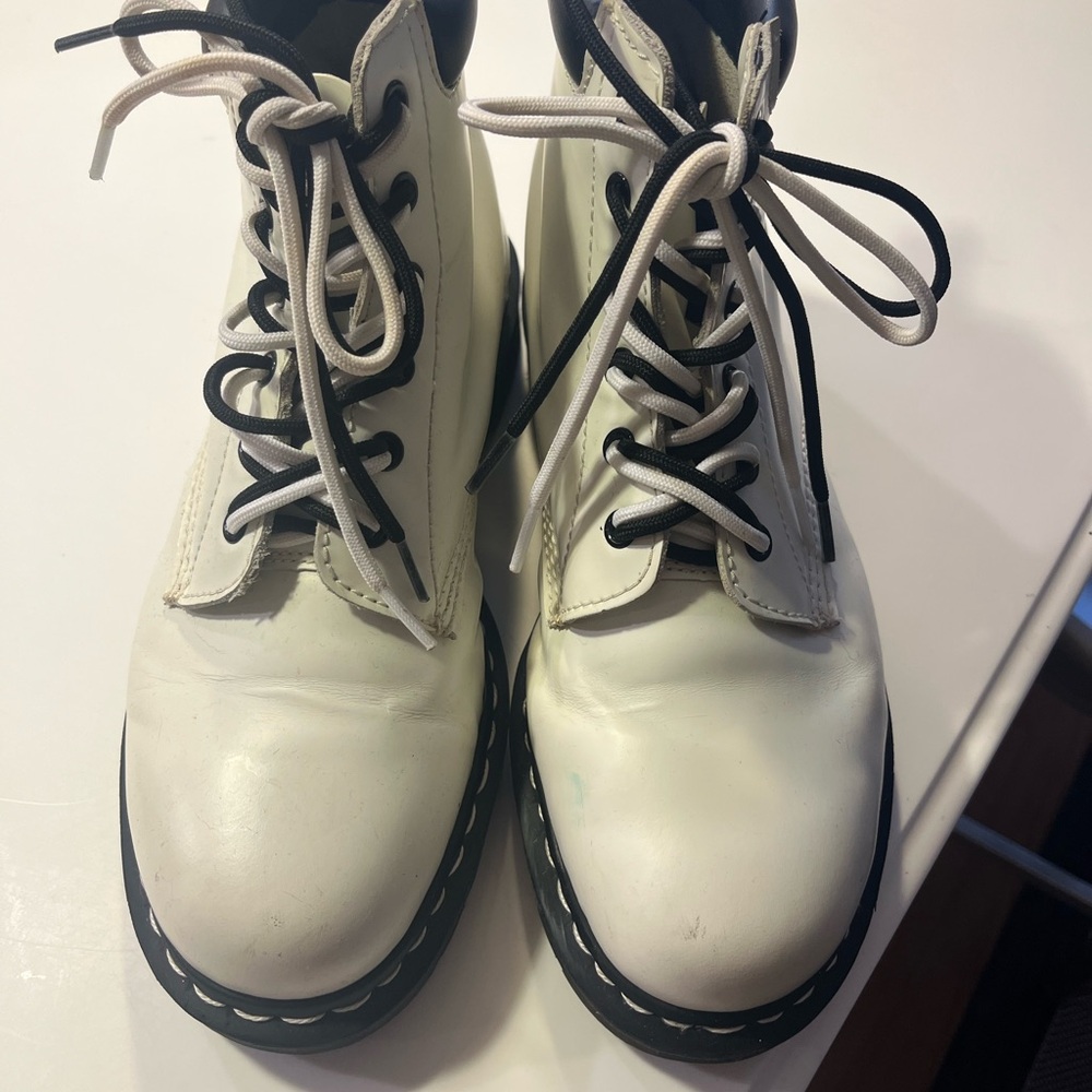 Dr. Martens White Lace Up Boots